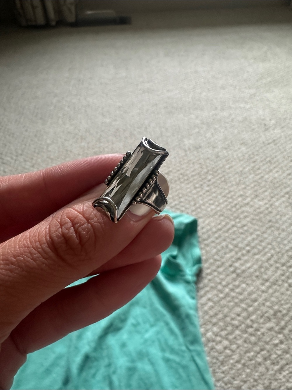 Sterling Silver Clear Crystal Statement Ring - Elegant Women's Band